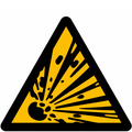 Advarsel, eksplosivt stof (symbol, gul)